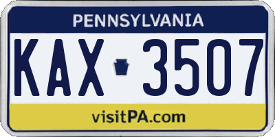 PA license plate KAX3507