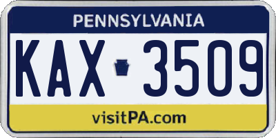 PA license plate KAX3509