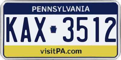 PA license plate KAX3512