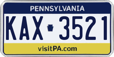 PA license plate KAX3521
