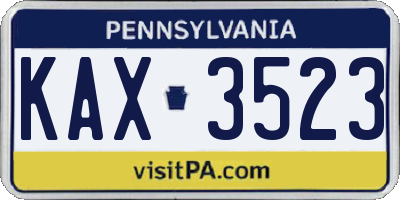PA license plate KAX3523