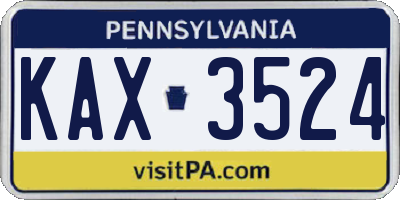 PA license plate KAX3524