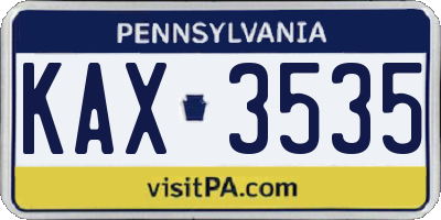 PA license plate KAX3535