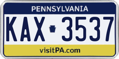 PA license plate KAX3537