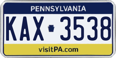 PA license plate KAX3538