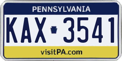 PA license plate KAX3541