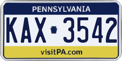 PA license plate KAX3542