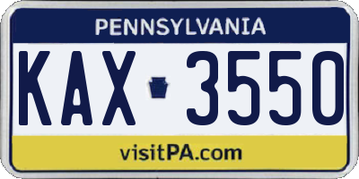 PA license plate KAX3550