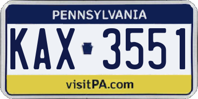 PA license plate KAX3551