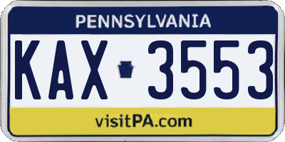PA license plate KAX3553