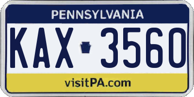 PA license plate KAX3560