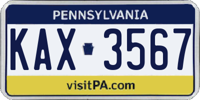 PA license plate KAX3567