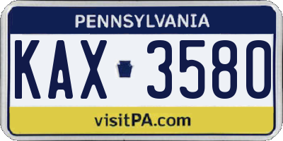 PA license plate KAX3580