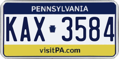 PA license plate KAX3584