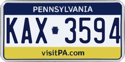 PA license plate KAX3594