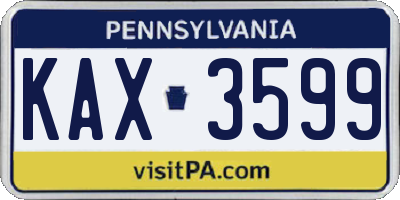 PA license plate KAX3599