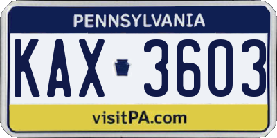 PA license plate KAX3603
