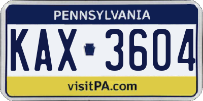 PA license plate KAX3604