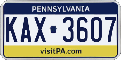 PA license plate KAX3607