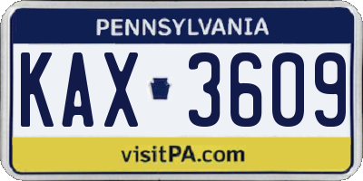 PA license plate KAX3609