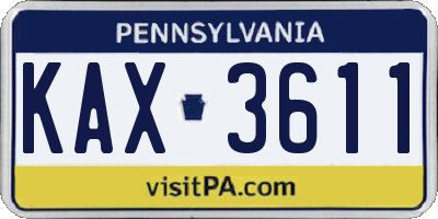 PA license plate KAX3611