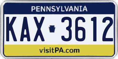 PA license plate KAX3612