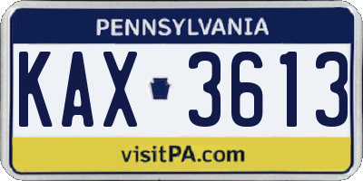 PA license plate KAX3613
