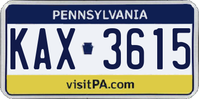 PA license plate KAX3615