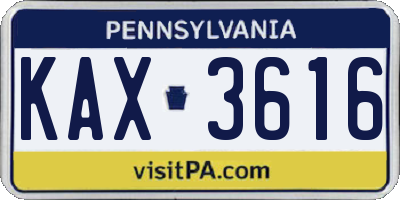 PA license plate KAX3616