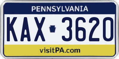 PA license plate KAX3620