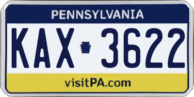 PA license plate KAX3622