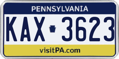 PA license plate KAX3623