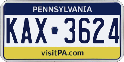 PA license plate KAX3624