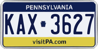 PA license plate KAX3627