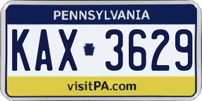 PA license plate KAX3629