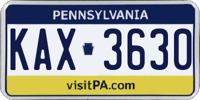PA license plate KAX3630