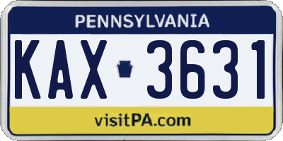 PA license plate KAX3631