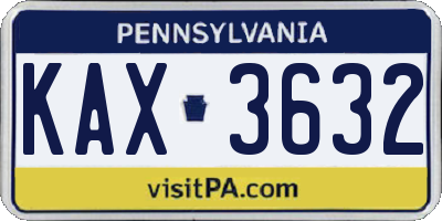PA license plate KAX3632