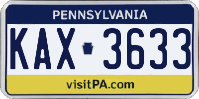 PA license plate KAX3633