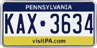 PA license plate KAX3634