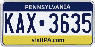 PA license plate KAX3635