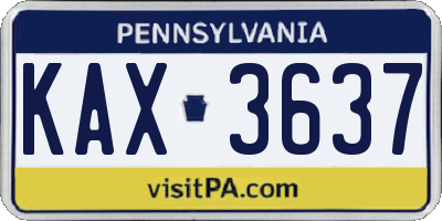 PA license plate KAX3637