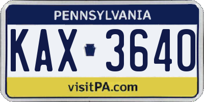 PA license plate KAX3640