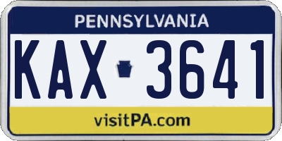 PA license plate KAX3641