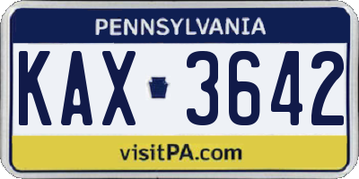 PA license plate KAX3642