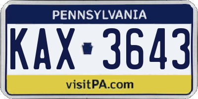 PA license plate KAX3643