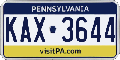 PA license plate KAX3644