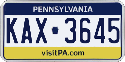 PA license plate KAX3645
