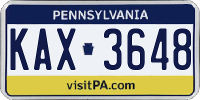 PA license plate KAX3648