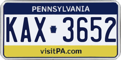 PA license plate KAX3652